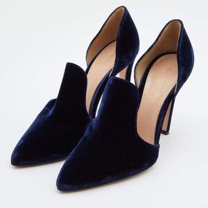 Gianvito Rossi Dark Blue Velvet Heels